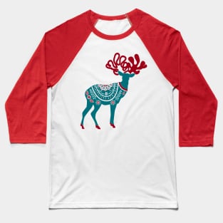 Scandinavian Christmas Reindeer Baseball T-Shirt